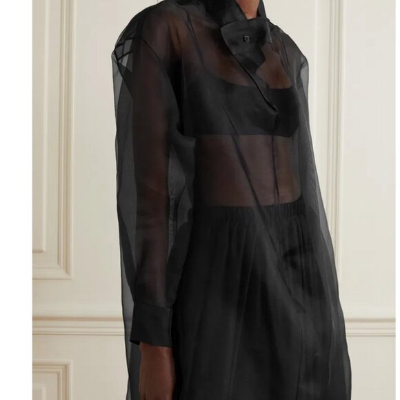 THE ROW Talia Oversized Silk-Organza Shirt - M - Picture 3 of 3
